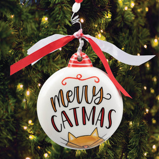 Merry Catmas Personalized Puff Ceramic Ornament