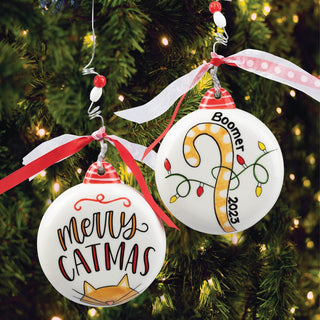 Merry Catmas Personalized Puff Ceramic Ornament