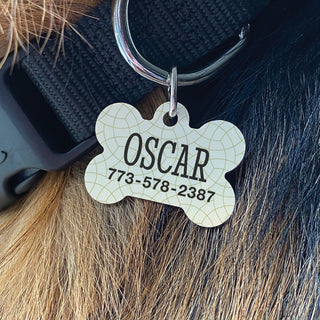 Pet tag with name and number