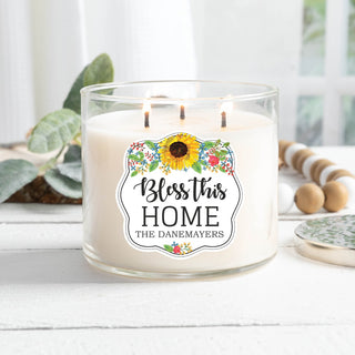 Bless this home candle with personalization