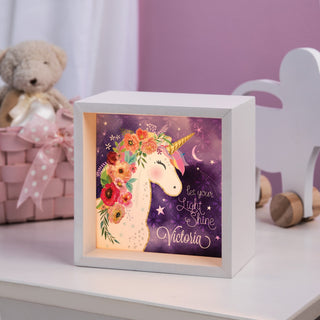 Unicorn light up shadowbox with name 