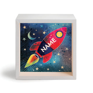 Rocket Ship in Space Personalized Light Up Shadowbox