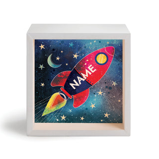 Rocket Ship in Space Personalized Light Up Shadowbox