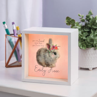 Floral bunny light up shadowbox with name 