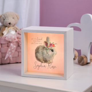Floral Bunny You Are Loved Personalized Light Up Shadowbox