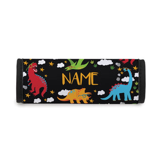 Colorful Dinosaurs Personalized Black Luggage Handle Wrap
