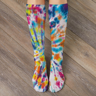 Tie dye adult tube socks with name 