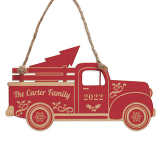 Christmas Truck Personalized Wood Ornament
