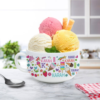 Girly Name Pattern Personalized Ice Cream Bowl