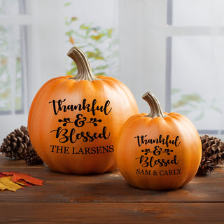 Thankful & Blessed Personalized Resin Pumpkin
