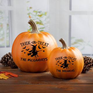 Trick or Treat with Witch Personalized Resin Pumpkin