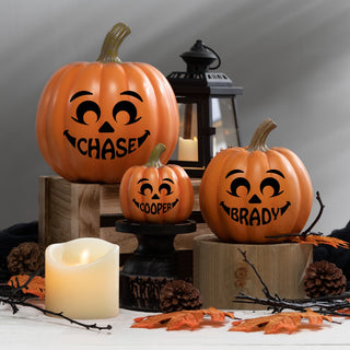 Happy Face Personalized Resin Pumpkin