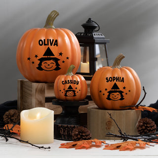 Cute Witch Personalized Resin Pumpkin