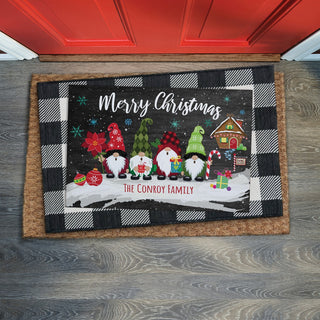 Holiday Gnomes Snow Scene Personalized Standard Doormat