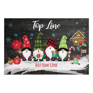 Holiday Gnomes Snow Scene Personalized Doormat - 18x27 Inch, 1/4" Thick