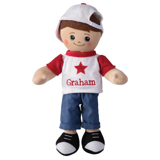 Hispanic Boy Rag Doll with Ball Cap & Star Shirt