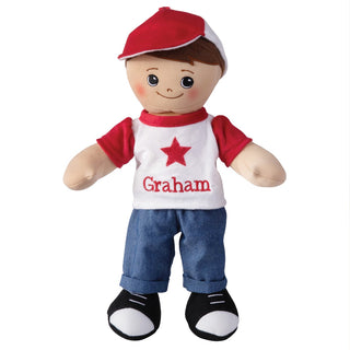 Hispanic Boy Rag Doll with Ball Cap & Star Shirt