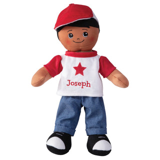 African American Boy Rag Doll with Ball Cap & Star Shirt