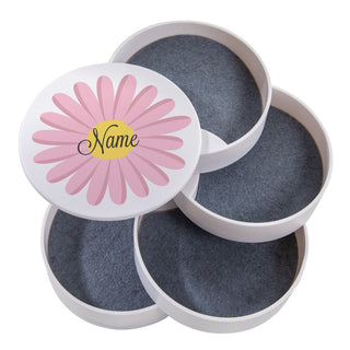 Pink Flower with Script Name Personalized White Accessory Organizer
