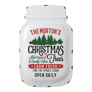 Christmas Tree Farm Personalized Enamel Mason Jar Sign