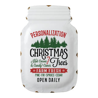 Christmas Tree Farm Personalized Enamel Mason Jar Sign