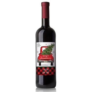 Merry Christmas Red Truck Personalized Wine Labels - Set of 8