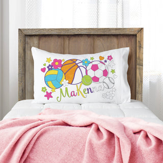 DIY Color Your Own Sports & Flowers Personalized Pillowcase