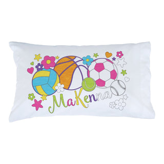 DIY Color Your Own Sports & Flowers Personalized Pillowcase