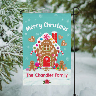 Gingerbread House Personalized Garden Flag