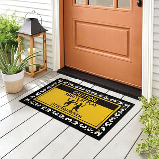 Caution Adults at Play Ð 12x27 Inch Entry Mat with Frame