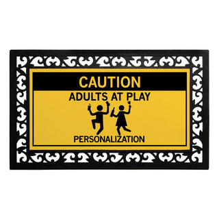 Caution Adults at Play Ð 12x27 Inch Entry Mat with Frame