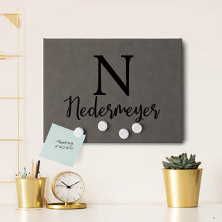 Initial and Name Personalized Gray Leatherette Magnet Board