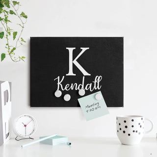 Initial and Name Black Leatherette Magnet Board
