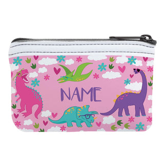 Colorful Pastel Dinosaurs Personalized Coin Purse