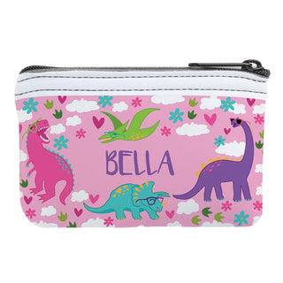Colorful Pastel Dinosaurs Personalized Coin Purse