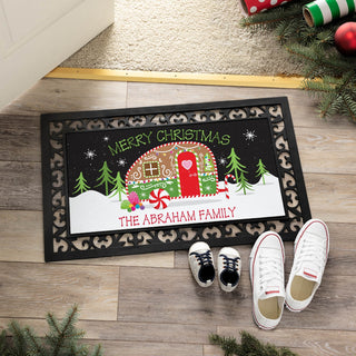 Gingerbread narrow doormat with frame and family name 