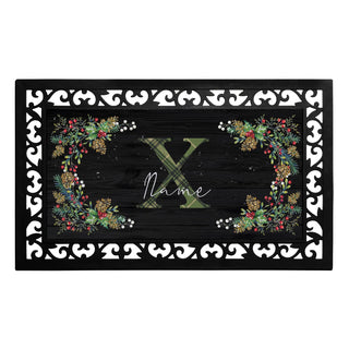 Pine Foliage Personalized Narrow Doormat with Frame