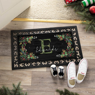 Pine Foliage Personalized Narrow Doormat with Frame