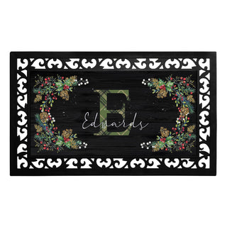 Pine Foliage Personalized Narrow Doormat with Frame