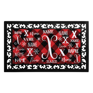 Christmas Red Checked Ð 12x27 Inch Entry Mat with Frame