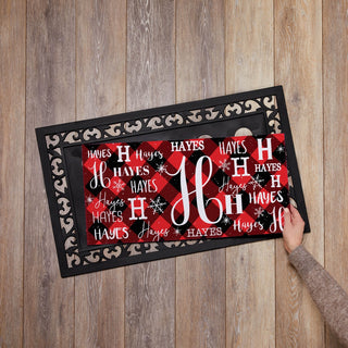 Christmas Red Checked Ð 12x27 Inch Entry Mat with Frame