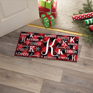 Christmas narrow doormat with name and initial 