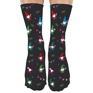 Jolly & Boozin' Gnome Pattern Adult Crew Socks