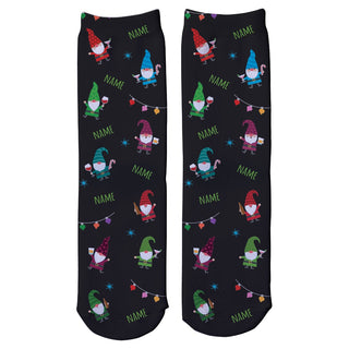 Jolly & Boozin' Gnome Pattern Adult Crew Socks