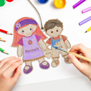 DIY Color Your Own Big Sister & Little Brother Wood Ornament
