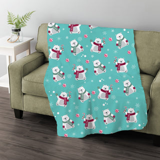 Polar Bear Personalized Aqua Fuzzy Throw Blanket