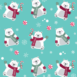 Polar Bear Personalized Aqua Fuzzy Throw Blanket