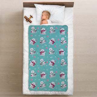 Polar Bear Personalized Aqua Fuzzy Throw Blanket