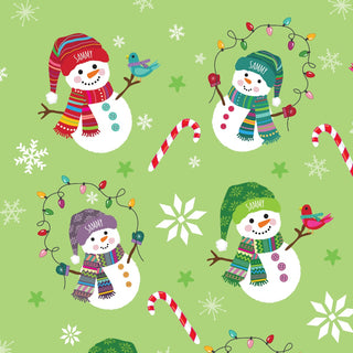 Snowman Personalized Green Fuzzy Throw Blanket