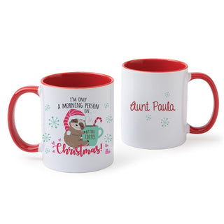 I'm a Morning Person on Christmas Sloth Red Handle Coffee Mug - 11oz